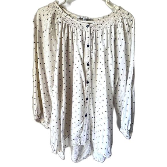 The nines by hatch women boho blouse ivory shabby chic large maternity size L. - Picture 2 of 12